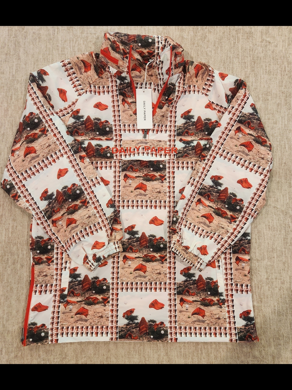 Daily Paper Mens MED  Red Patterned Long-Sleeve Top
